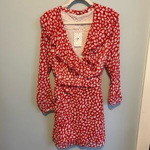 NEW Free People red cheetah wrap dress